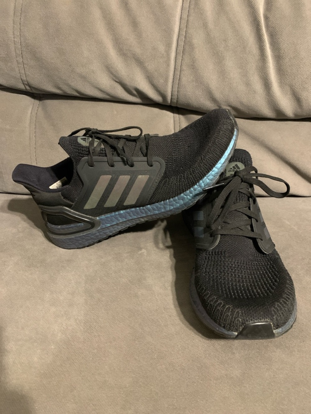 Adidas Ultra Boost Men’s Black Running Shoes with Blue Accent Midsole